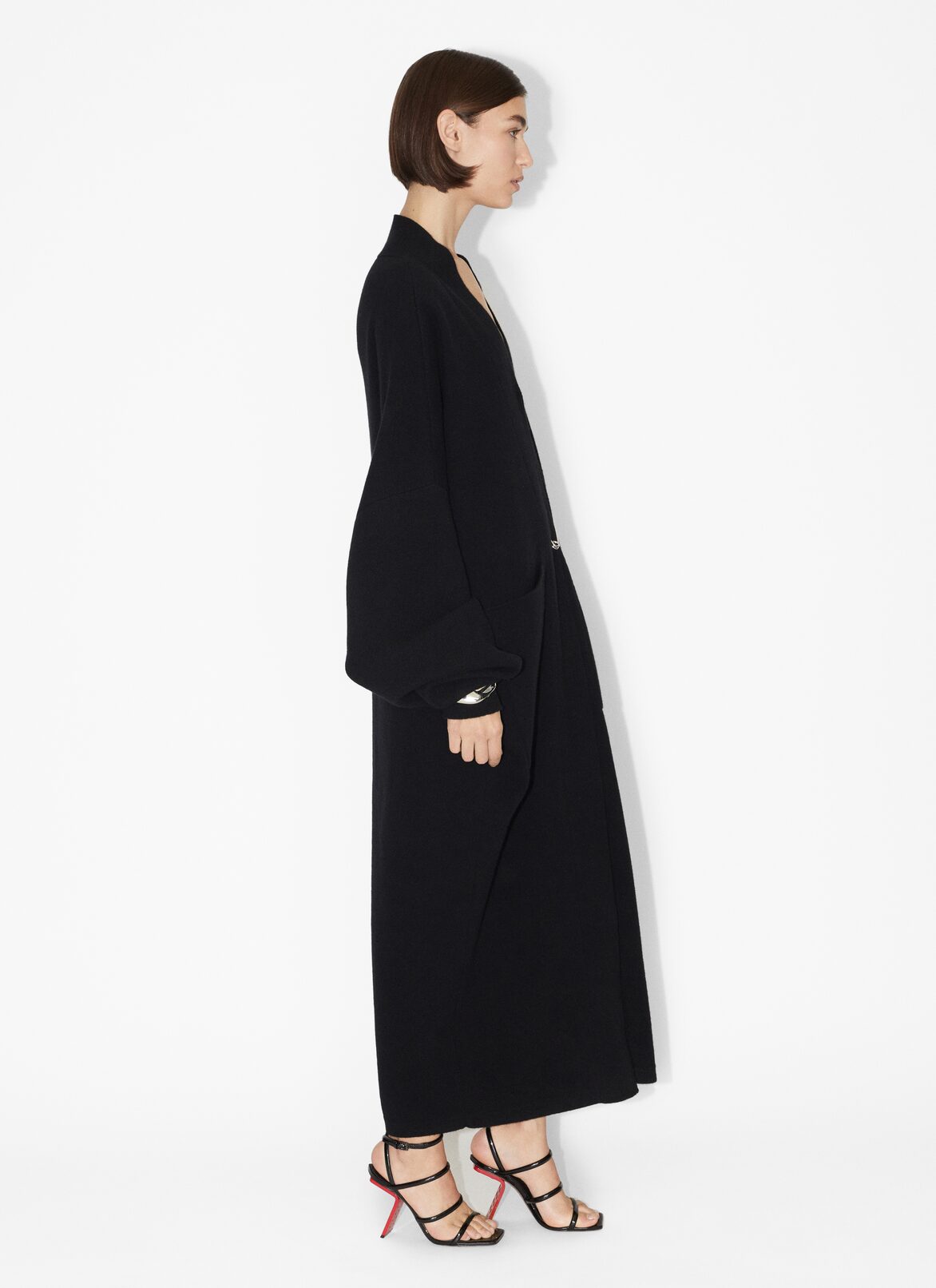 Boiled cashmere coat ALAÏA BLACK BOILED CASHMERE COAT